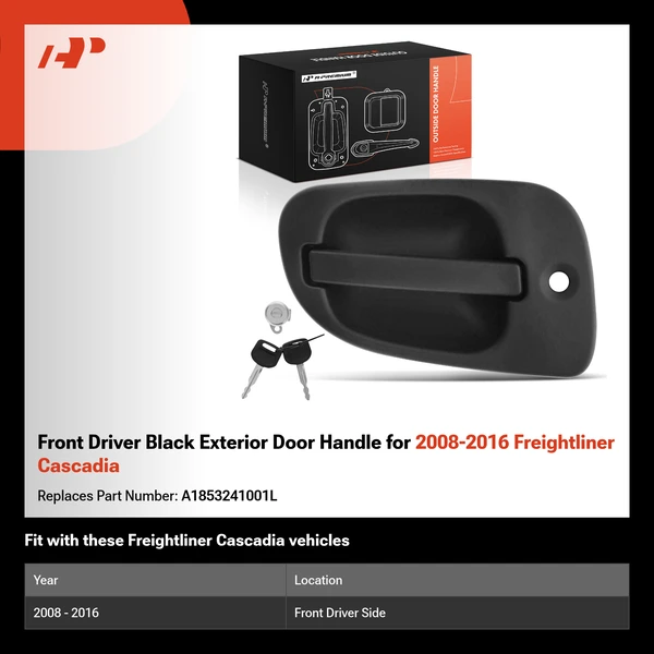 Front Driver Black Exterior Door Handle for 2008-2016 Freightliner Cascadia