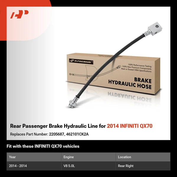 Rear Passenger Brake Hydraulic Line for 2014 INFINITI QX70
