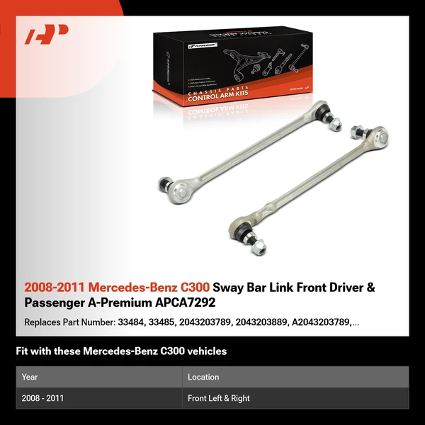 2008-2011 Mercedes-Benz C300 Sway Bar Link Front Driver & Passenger A-Premium APCA7292