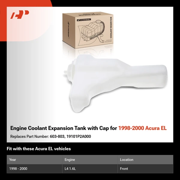 Engine Coolant Expansion Tank with Cap for 1998-2000 Acura EL