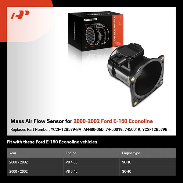 Mass Air Flow Sensor for 2000-2002 Ford E-150 Econoline