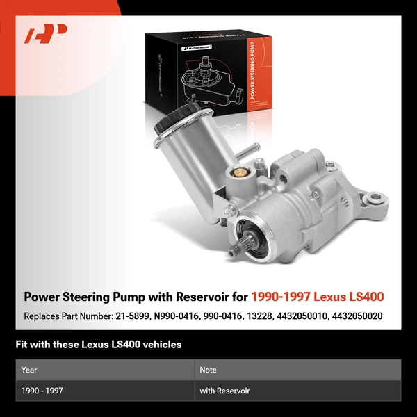 Power Steering Pump with Reservoir for 1990-1997 Lexus LS400