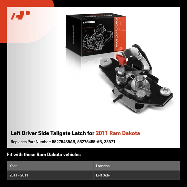 Left Driver Side Tailgate Latch for 2011 Ram Dakota