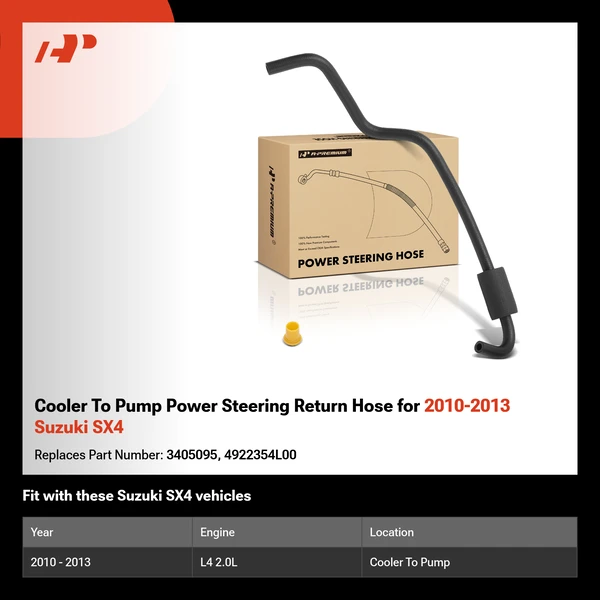 Cooler To Pump Power Steering Return Hose for 2010-2013 Suzuki SX4