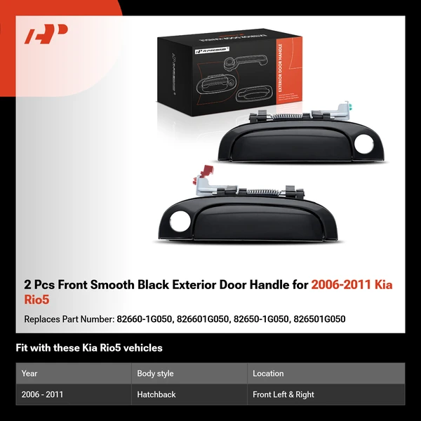 2 Pcs Front Smooth Black Exterior Door Handle for 2006-2011 Kia Rio5