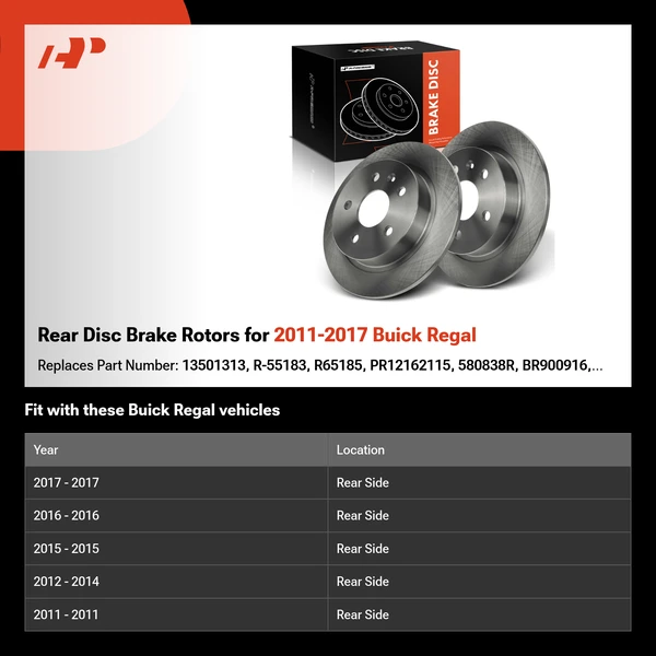 Rear Disc Brake Rotors for 2011-2017 Buick Regal