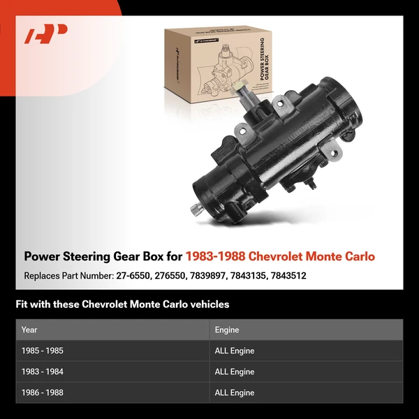 Power Steering Gear Box for 1983-1988 Chevrolet Monte Carlo