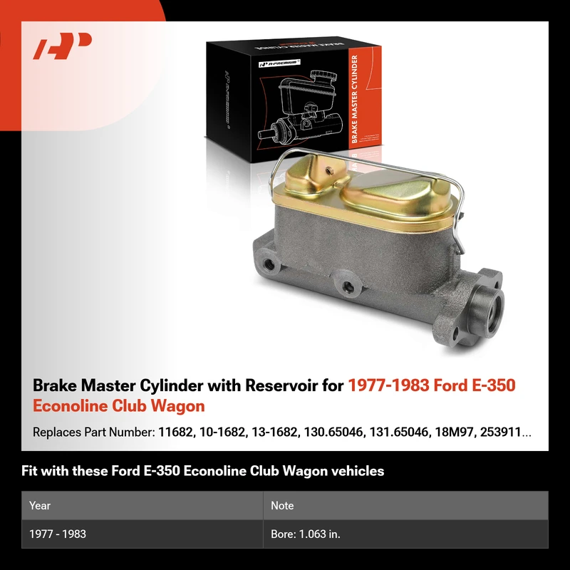 Brake Master Cylinder with Reservoir for 1977-1983 Ford E-350 Econoline Club Wagon