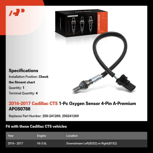 2016-2017 Cadillac CTS 1-Pc Oxygen Sensor 4-Pin A-Premium APOS0788