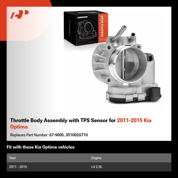 Throttle Body Assembly with TPS Sensor for 2011-2015 Kia Optima