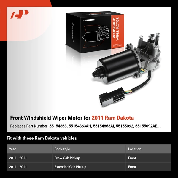 Front Windshield Wiper Motor for 2011 Ram Dakota