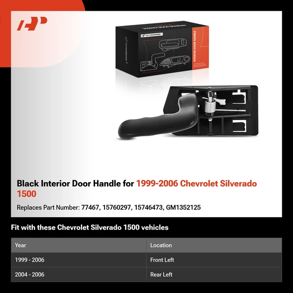 Black Interior Door Handle for 1999-2006 Chevrolet Silverado 1500