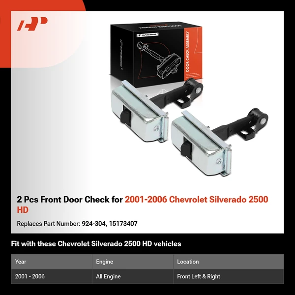 2 Pcs Front Door Check for 2001-2006 Chevrolet Silverado 2500 HD