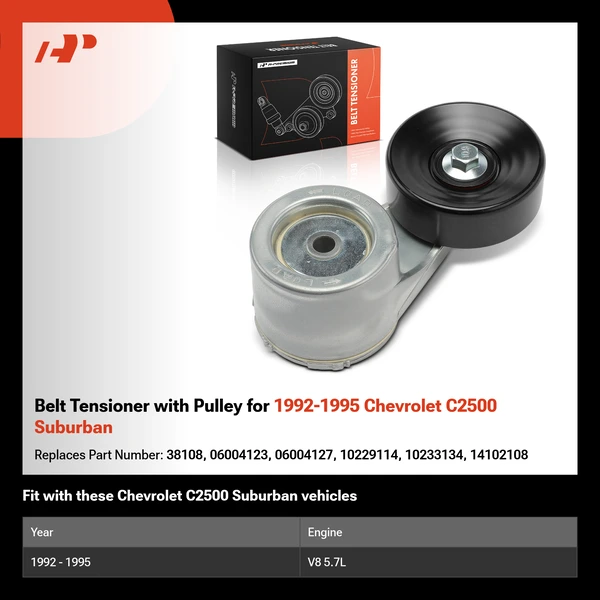 Belt Tensioner with Pulley for 1992-1995 Chevrolet C2500 Suburban