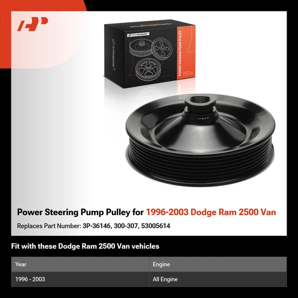 Power Steering Pump Pulley for 1996-2003 Dodge Ram 2500 Van