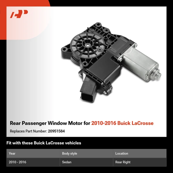 Rear Passenger Window Motor for 2010-2016 Buick LaCrosse