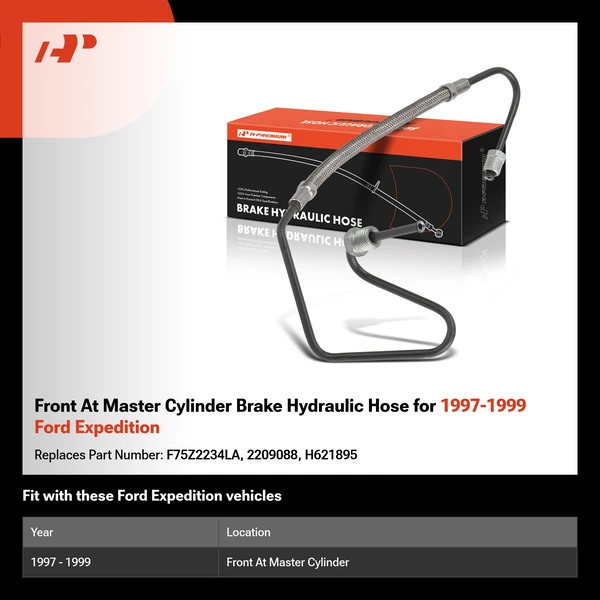 Front At Master Cylinder Brake Hydraulic Hose for 1997-1999 Ford Expedition