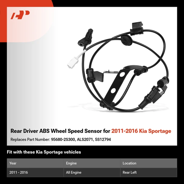 Rear Driver ABS Wheel Speed Sensor for 2011-2016 Kia Sportage