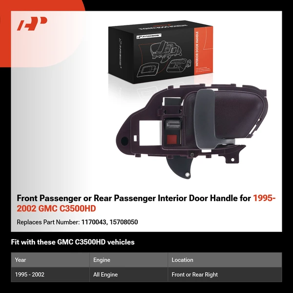 Front Passenger or Rear Passenger Interior Door Handle for 1995-2002 GMC C3500HD