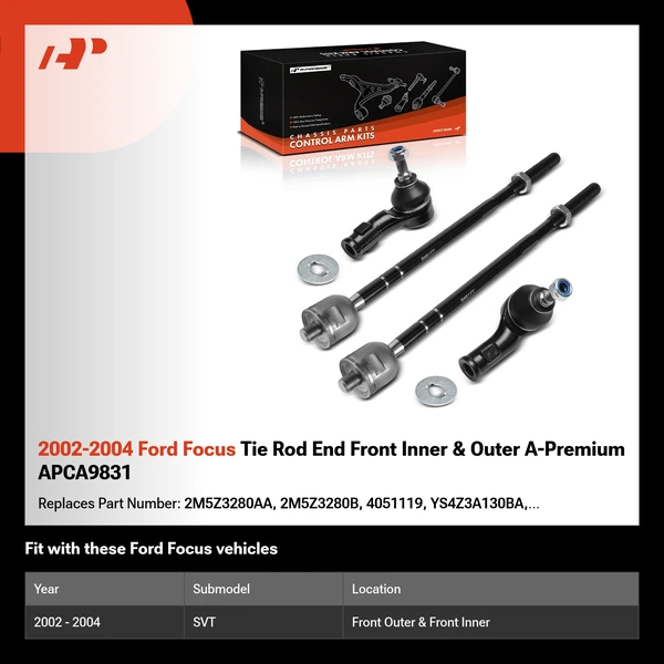 2002-2004 Ford Focus Tie Rod End Front Inner & Outer A-Premium APCA9831