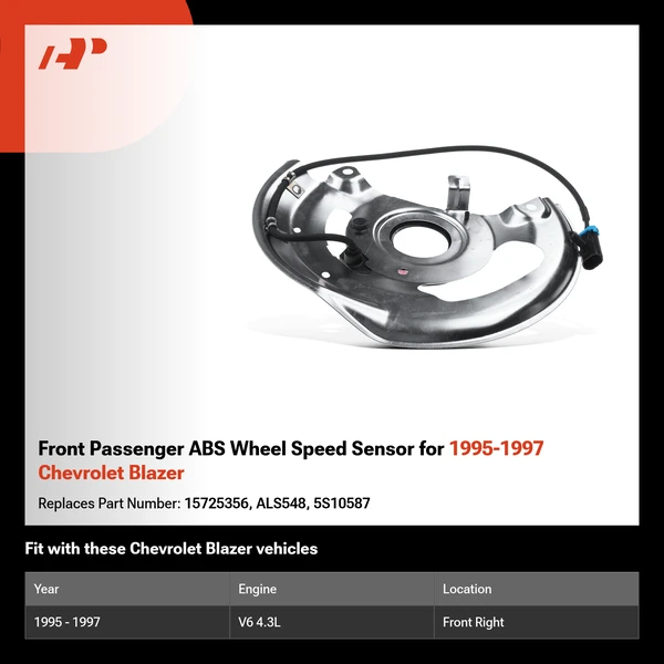 Front Passenger ABS Wheel Speed Sensor for 1995-1997 Chevrolet Blazer