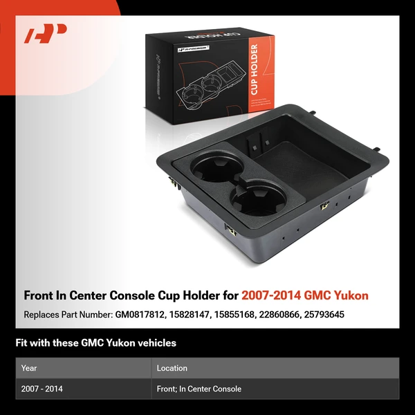 Front In Center Console Cup Holder for 2007-2014 GMC Yukon