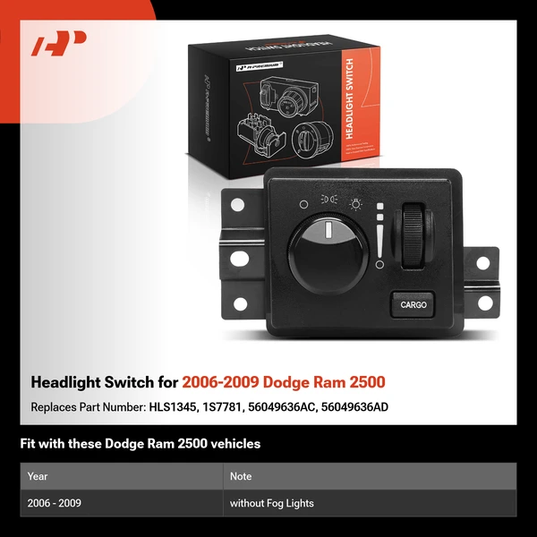 Headlight Switch for 2006-2009 Dodge Ram 2500