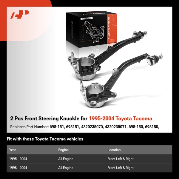 2 Pcs Front Steering Knuckle for 1995-2004 Toyota Tacoma