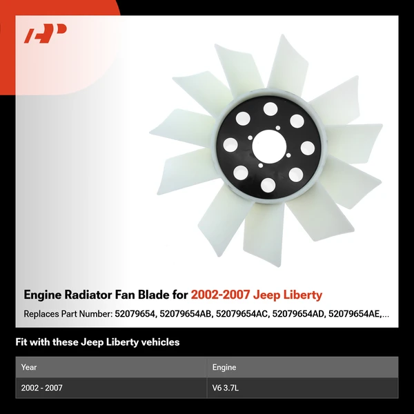 Engine Radiator Fan Blade for 2002-2007 Jeep Liberty