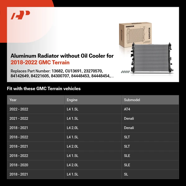 Aluminum Radiator without Oil Cooler for 2018-2022 GMC Terrain