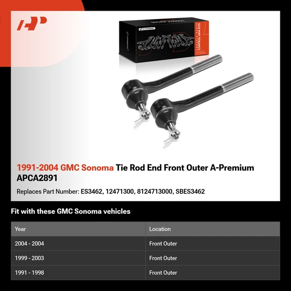 1991-2004 GMC Sonoma Tie Rod End Front Outer A-Premium APCA2891