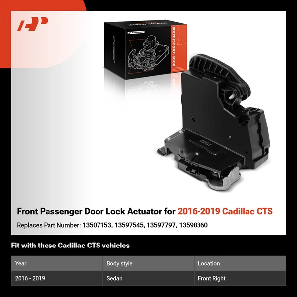 Front Passenger Door Lock Actuator for 2016-2019 Cadillac CTS