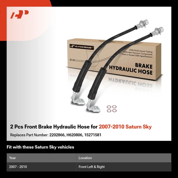 2 Pcs Front Brake Hydraulic Hose for 2007-2010 Saturn Sky