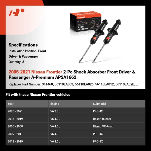 2005-2021 Nissan Frontier 2-Pc Shock Absorber Front Driver & Passenger A-Premium APSA1662