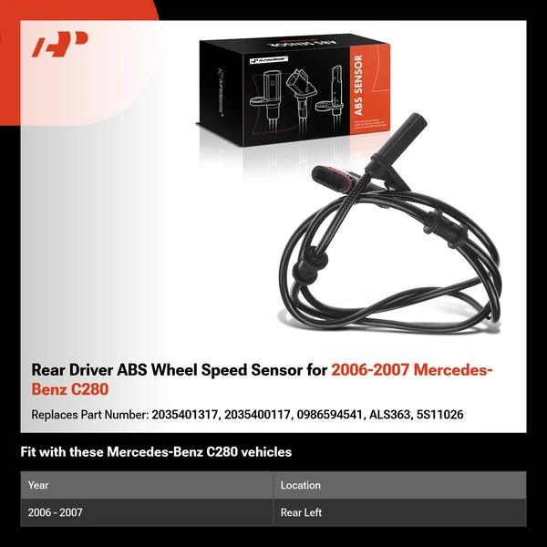 Rear Driver ABS Wheel Speed Sensor for 2006-2007 Mercedes-Benz C280