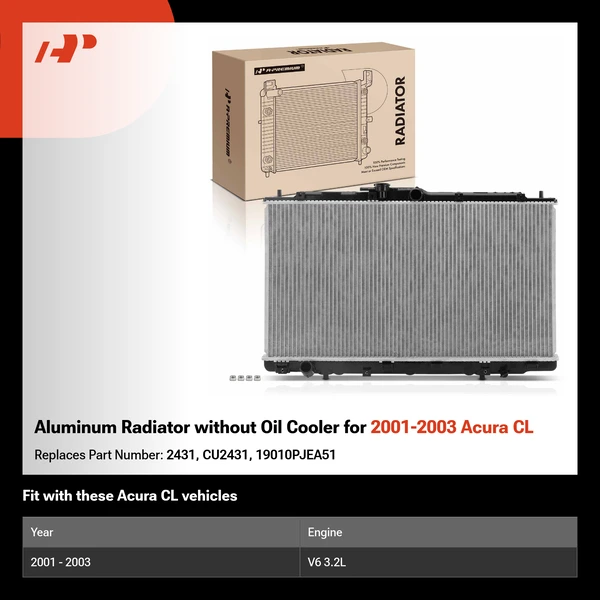 Aluminum Radiator without Oil Cooler for 2001-2003 Acura CL