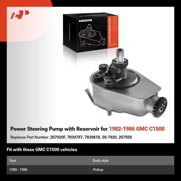 Power Steering Pump with Reservoir for 1982-1986 GMC C1500