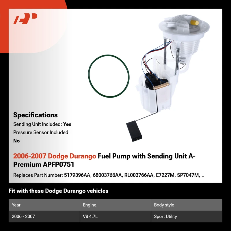 2006-2007 Dodge Durango Fuel Pump with Sending Unit A-Premium APFP0751