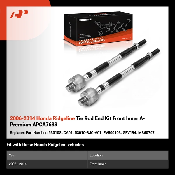 2006-2014 Honda Ridgeline Tie Rod End Kit Front Inner A-Premium APCA7689