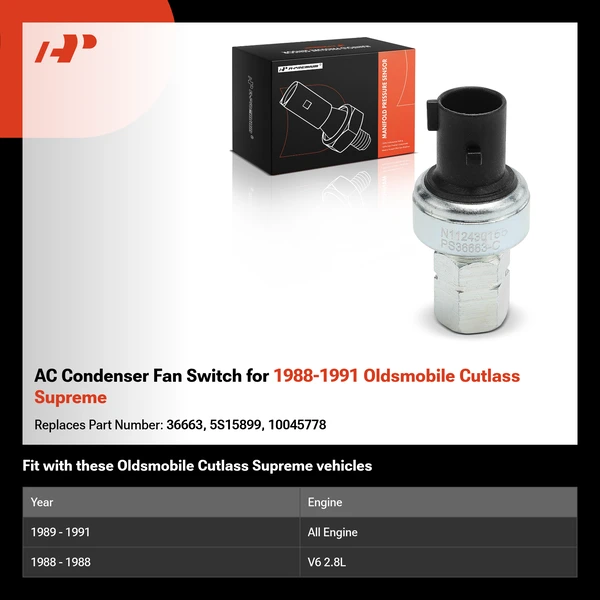 AC Condenser Fan Switch for 1988-1991 Oldsmobile Cutlass Supreme