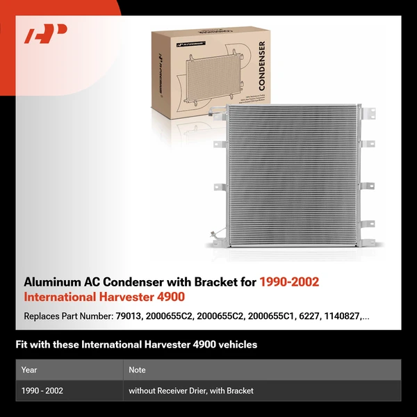 Aluminum AC Condenser with Bracket for 1990-2002 International Harvester 4900