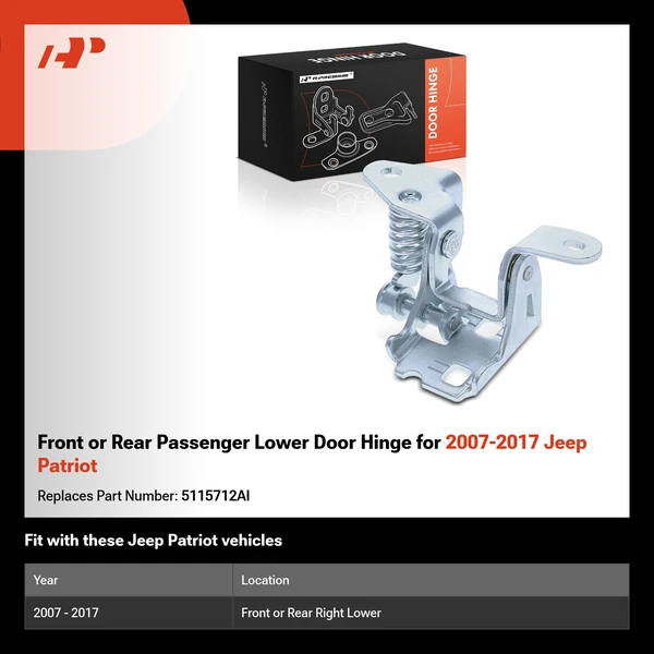 Front or Rear Passenger Lower Door Hinge for 2007-2017 Jeep Patriot