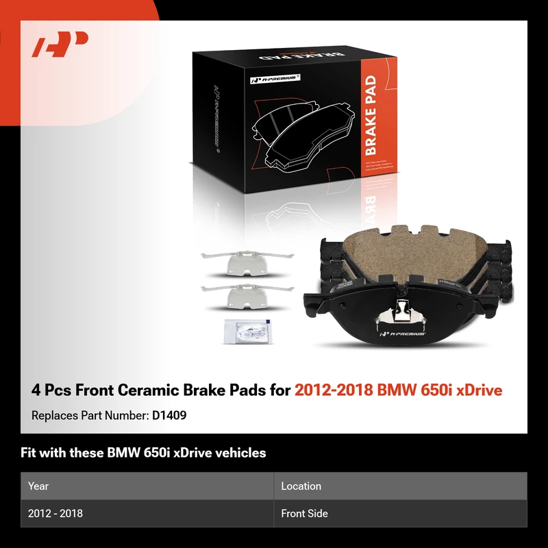 4 Pcs Front Ceramic Brake Pads for 2012-2018 BMW 650i xDrive