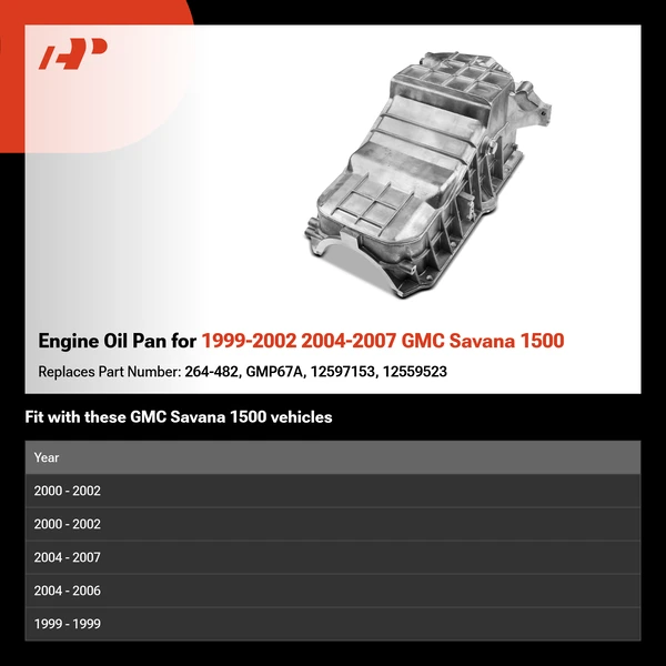 Engine Oil Pan for 1999-2002 2004-2007 GMC Savana 1500