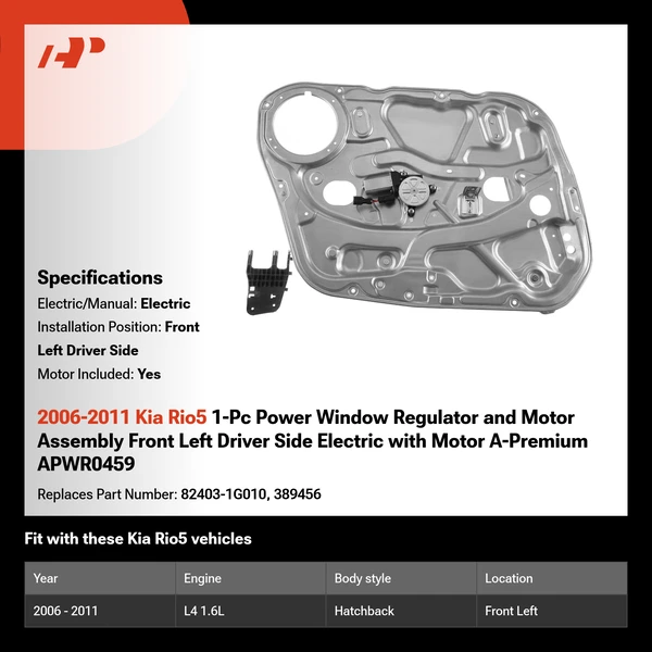 2006-2011 Kia Rio5 1-Pc Power Window Regulator and Motor Assembly Front Left Driver Side Electric with Motor A-Premium APWR0459