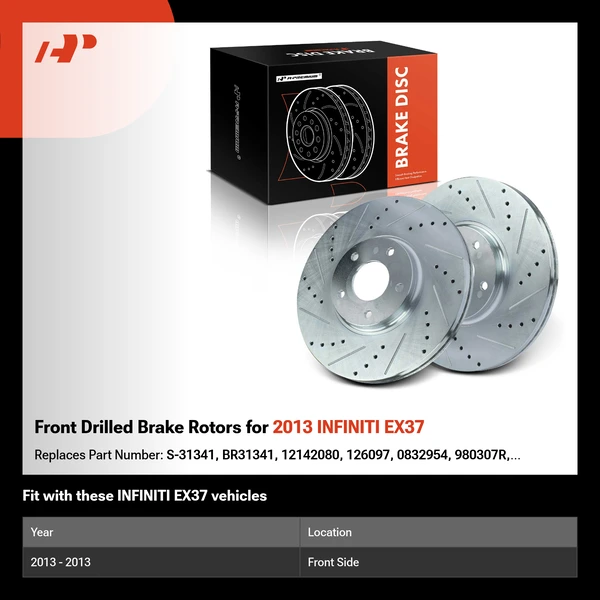 Front Drilled Brake Rotors for 2013 INFINITI EX37