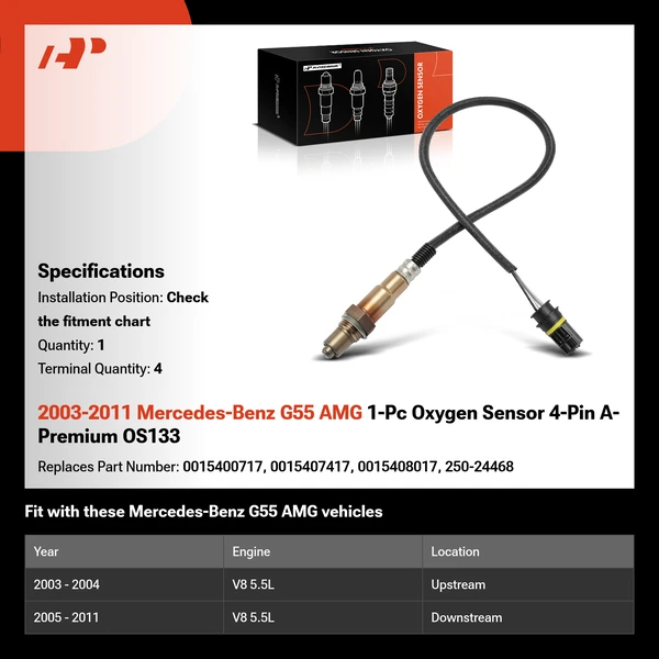 2003-2011 Mercedes-Benz G55 AMG 1-Pc Oxygen Sensor 4-Pin A-Premium OS133