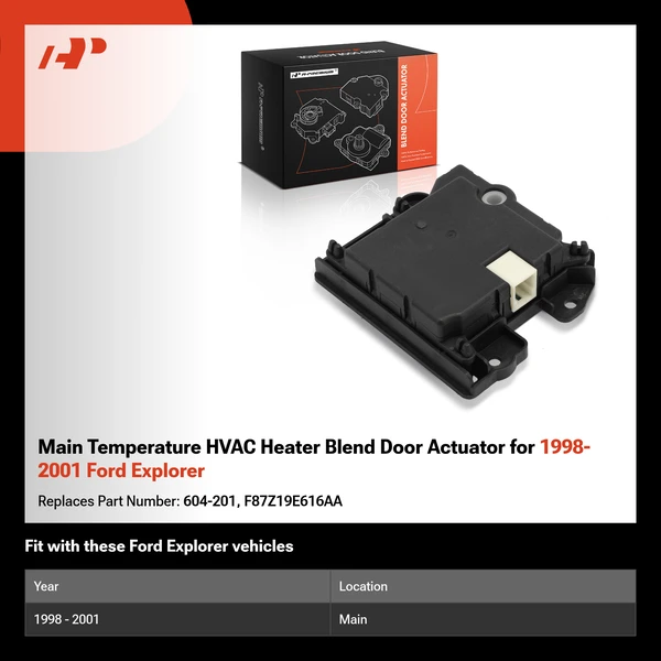 Main Temperature HVAC Heater Blend Door Actuator for 1998-2001 Ford Explorer
