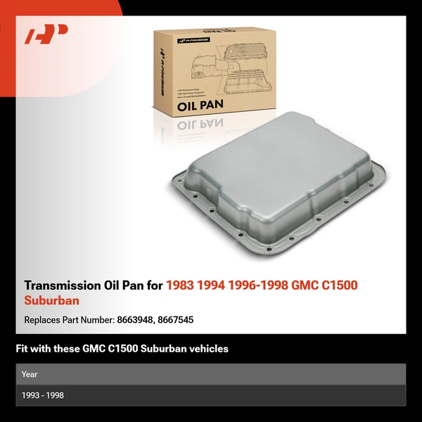 Transmission Oil Pan for 1983 1994 1996-1998 GMC C1500 Suburban