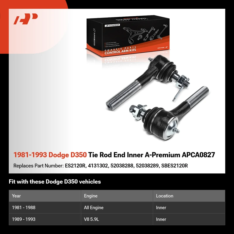 1981-1993 Dodge D350 Tie Rod End Inner A-Premium APCA0827